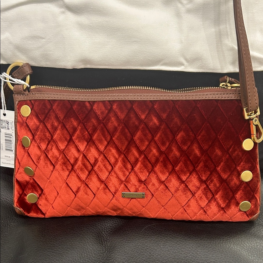 Hammitt Red Velvet Kyle-Monarch Crossbody with Gold Accents - Picture 6 of 11
